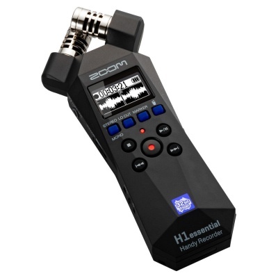 Gravador portátil áudio Zoom H1 essential preto com microfones em metal e ecrã digital