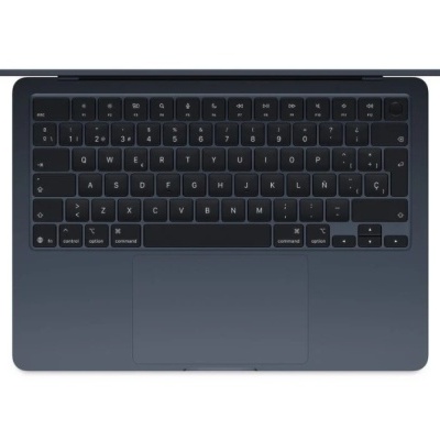 Computador portátil cinza escuro com teclado QWERTY e trackpad