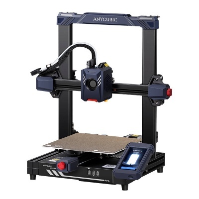 Impressora 3D ANYCUBIC KOBRA preta com painel de toque e cama de impressão castanha