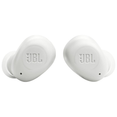 Auriculares intra-auriculares brancos com logótipo JBL