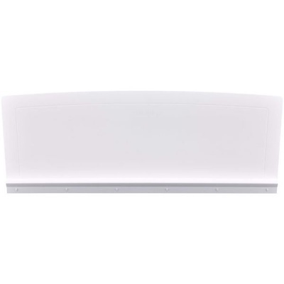 Placa branca com régua metálica prateada na base