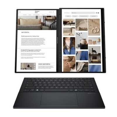 Computador portátil ASUS Zenbook DUO com ecrã duplo OLED e teclado preto