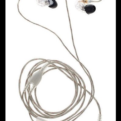 Auriculares intra-auriculares transparentes com fio e pontas pretas