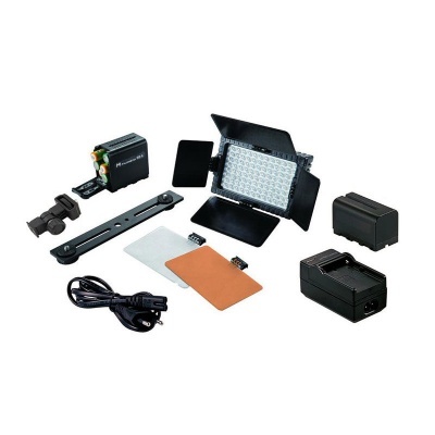 conjunto de iluminação LED com acessórios em fundo branco