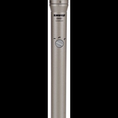 Microfone condensador Shure SM81 cinzento prateado com grelha metálica