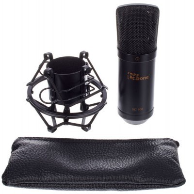 Microfone condensador the t.bone SC 440, suporte anti-choque e bolsa preta