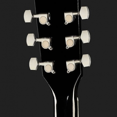 Cabeça traseira de guitarra preta com tarraxas cromadas