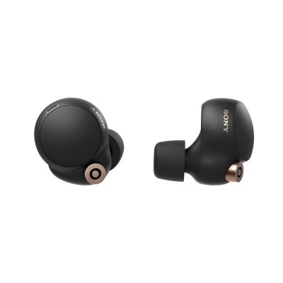 Auriculares wireless Sony pretos com detalhes dourados