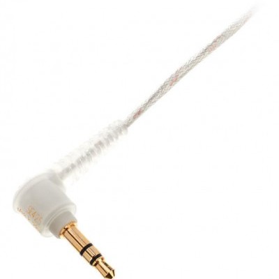 Ficha de áudio 3,5 mm dourada com cabo branco