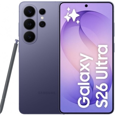 Smartphone Samsung Galaxy S26 Ultra roxo com caneta e quatro câmaras