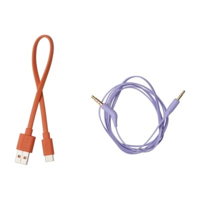 Dois cabos laranja e violeta em fundo branco