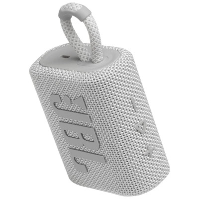 Coluna de som portátil JBL cinza com corda e controlo em relevo