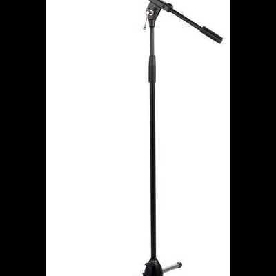 Suporte para microfone preto com tripé e braço ajustável