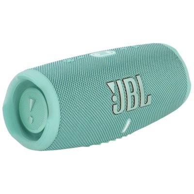 Coluna portátil JBL verde água com tecido texturizado e logótipo lateral