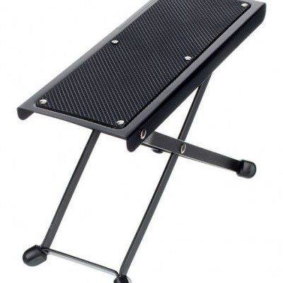 Suporte elevatório para pés de guitarra preto em metal com placa antiderrapante