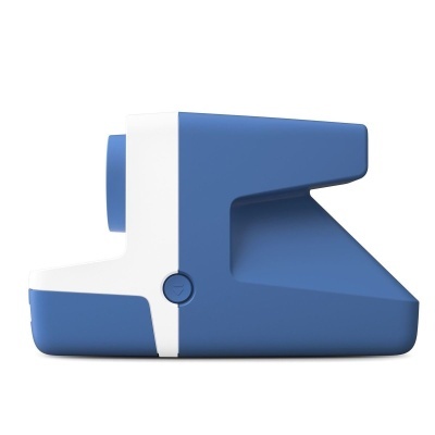 Câmara instantânea azul e branca com design moderno