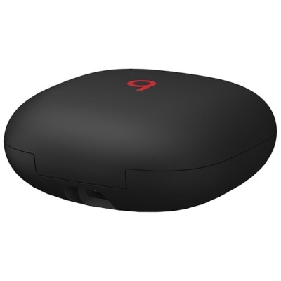 Estojo de transporte preto com logótipo vermelho