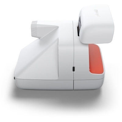 Câmara instantânea branca Polaroid vista de perfil