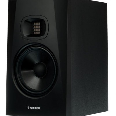 Coluna de som preta ADAM AUDIO com tweeter e woofer