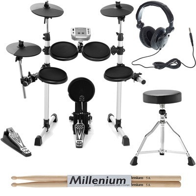 Bateria eletrónica completa com acessórios e baquetas Millenium