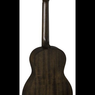 Parte traseira de uma guitarra clássica de madeira escura