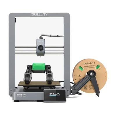 Impressora 3D CREALITY Ender-3 V3 com peça verde e filamento