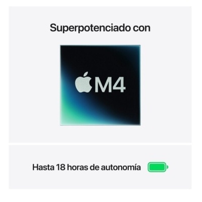 Chip Apple M4 com fundo gradiente e texto sobre autonomia de bateria