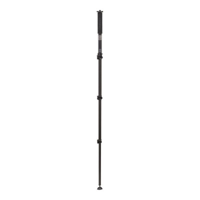 Vara telescópica preta com punho e ponta de borracha