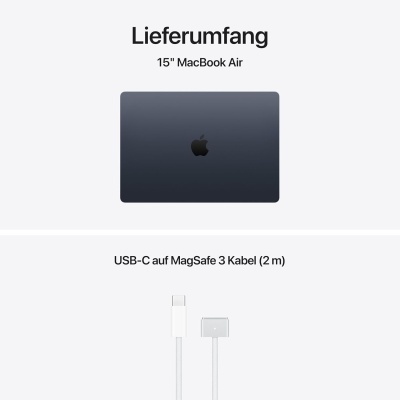 MacBook Air 15 escuro com cabo USB-C para MagSafe 3 branco