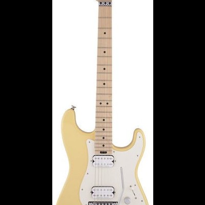 Guitarra elétrica creme com braço claro e captadores duplos