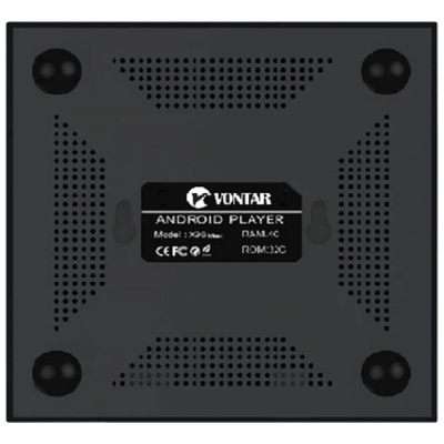 Base preta de Android Player Vontar com etiquetas e apoios de borracha