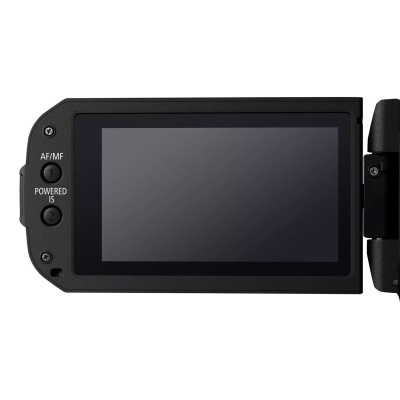 Monitor LCD preto de câmara com ecrã articulado e botões de controlo