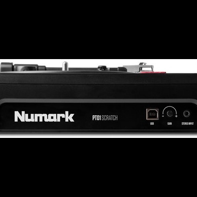 Mesa de mistura Numark PT01 SCRATCH preta com botões e porta USB