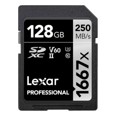 Cartão de memória SDXC Lexar Professional de 128 GB preto e cinza