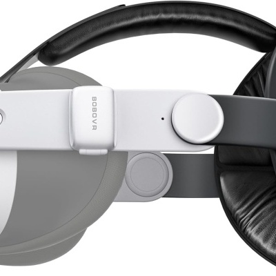 Óculos de realidade virtual Oculus Quest 2 branco e cinza com fones acolchoados pretos