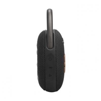 Coluna portátil Bluetooth preta com textura em malha e alça rígida