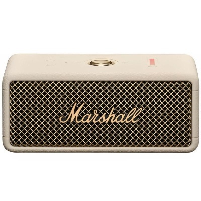 Coluna de som portátil Marshall creme com grelha dourada
