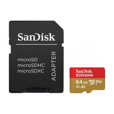 Cartão microSD SanDisk Extreme 64GB com adaptador preto