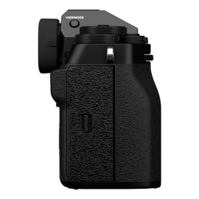 Câmera digital preta vista de lado com textura e botão