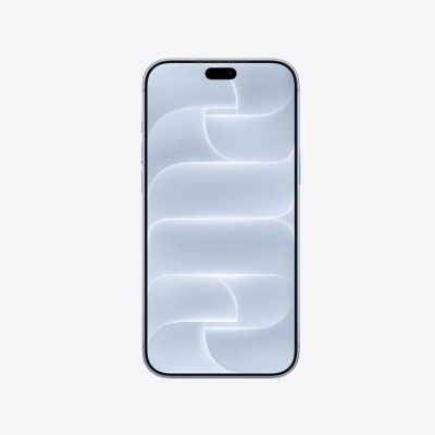 Smartphone prata com ecrã ligado e padrão abstrato cinza