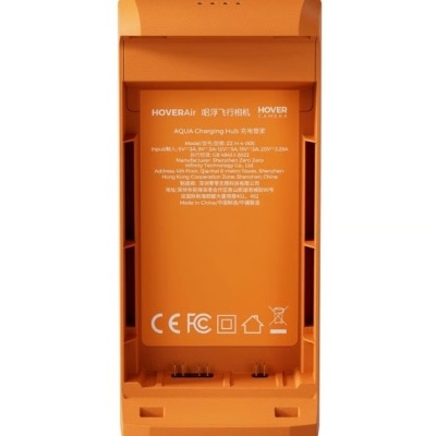 Base de carregamento laranja Hover Air Aqua Charging Hub com texto branco