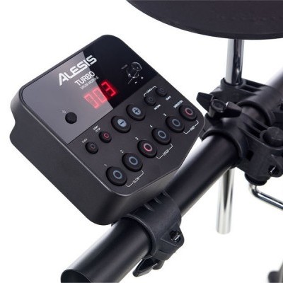 Painel de controlo para bateria eletrónica Alesis Turbo preto com ecrã digital e botões