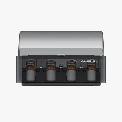 Dispositivo eletrónico preto com tampa transparente e texto Bambu Lab AMS 2 PRO