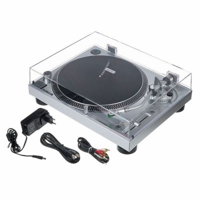 Gira-discos Technics SL-1210MK2 com tampa transparente e acessórios