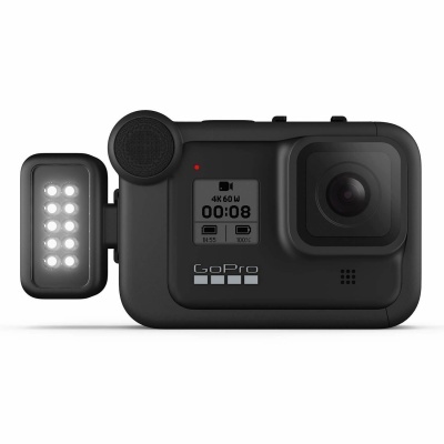 Câmara GoPro preta com painel LED e visor digital