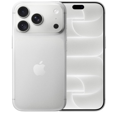 Smartphone Apple iPhone prateado com capa transparente e ecrã branco