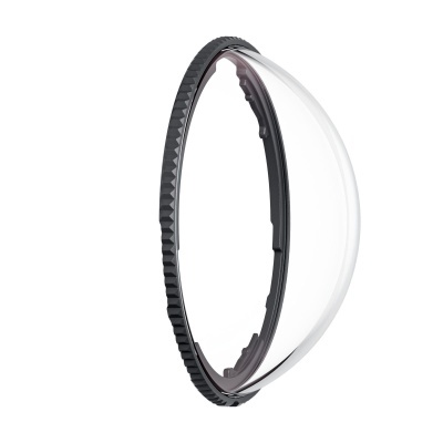 Filtro de lente circular com aro preto e vidro curvado