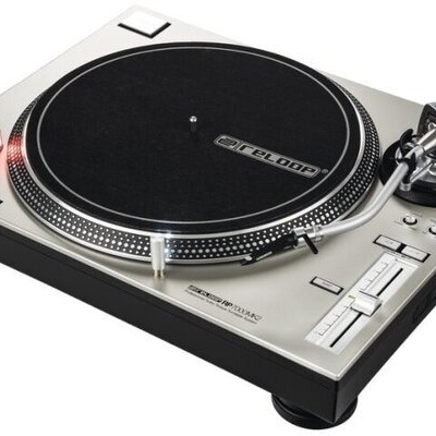 Gira-discos DJ Technics SL-1210MK2 com prato preto e base prateada