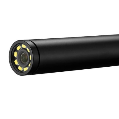 Câmera endoscópica preta com LEDs ao redor da lente.