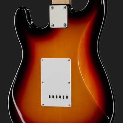 Guitarra elétrica sunburst com placa traseira branca